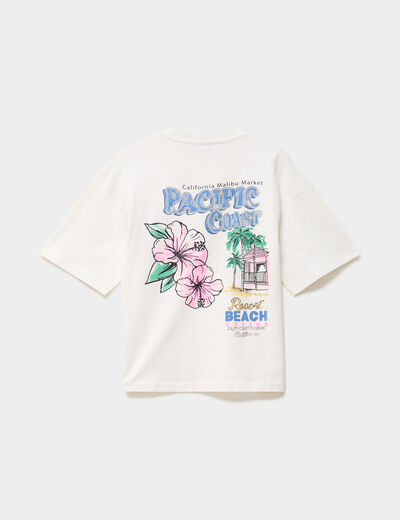 T-shirt oversize manches courtes coton ivoire fille