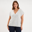 Gilet manches courtes col en V gris clair femme grande taille