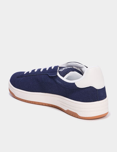 Tennis basses &agrave; lacets bleu marine homme