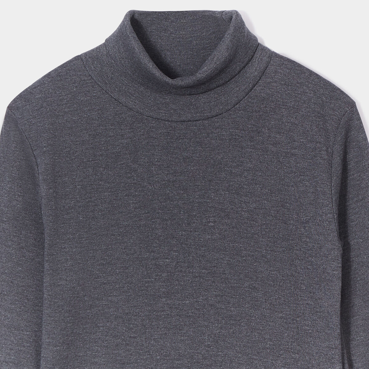 T-shirt coton col roulé manches longues gris foncé garçon