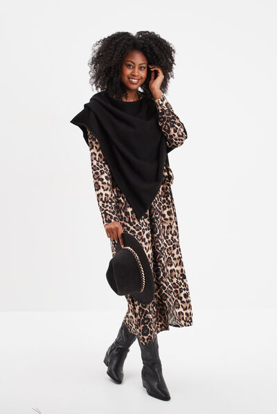 Poncho asymétrique noir femme