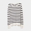 Pull col rond boutons aux poignets ecru femme