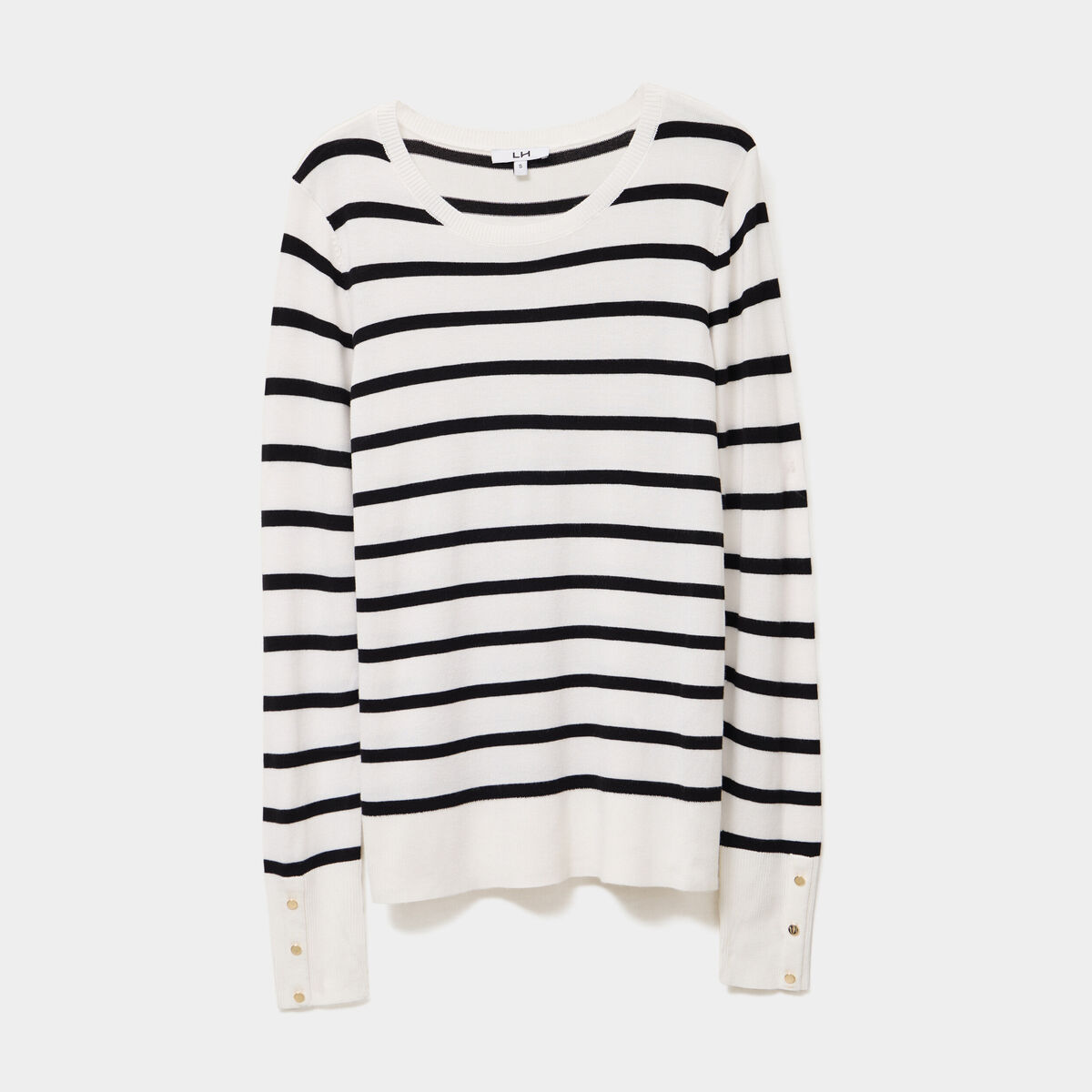Pull col rond boutons aux poignets ecru femme
