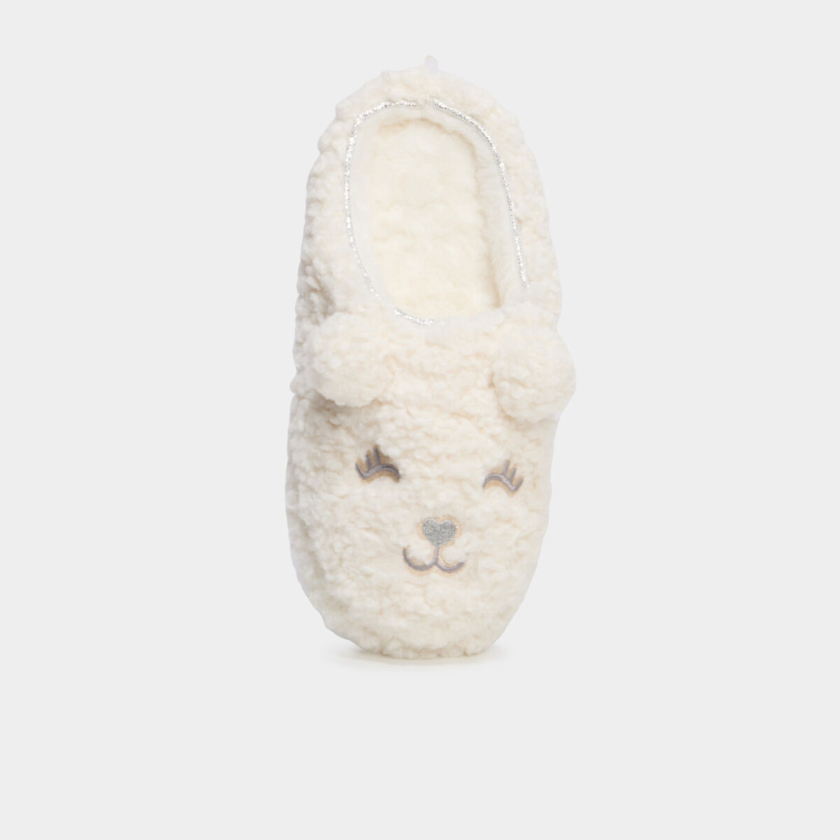 Chaussons mules effet polaire blanc femme