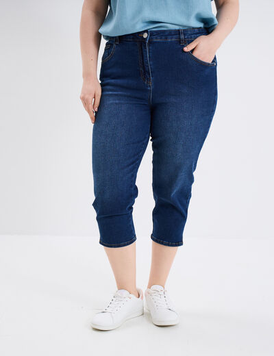 Jeans corsaire slim taille haute denim stone femme grande taille