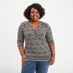 T-shirt manches 3/4 noir femme grande taille