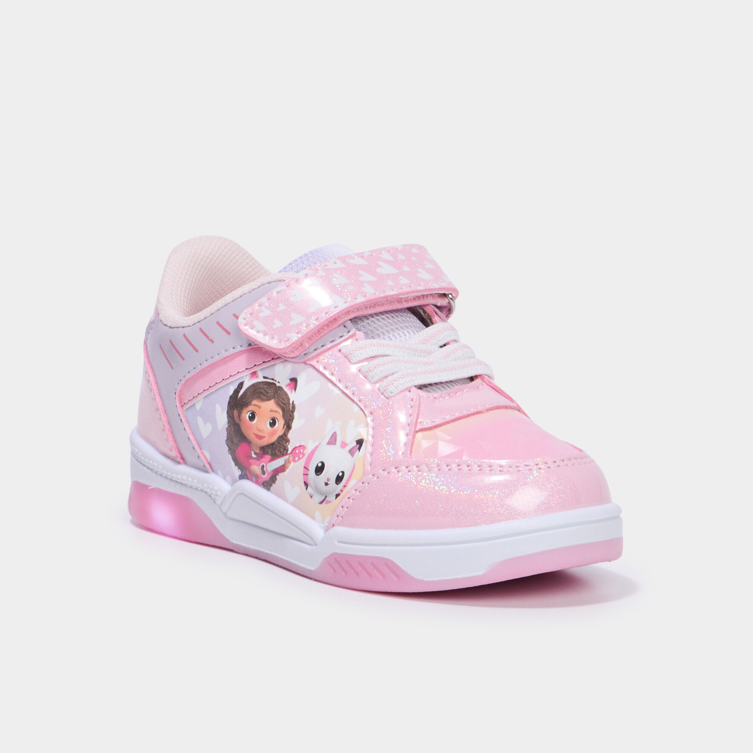 Tennis basses lumineuses pailletées Gaby rose fille