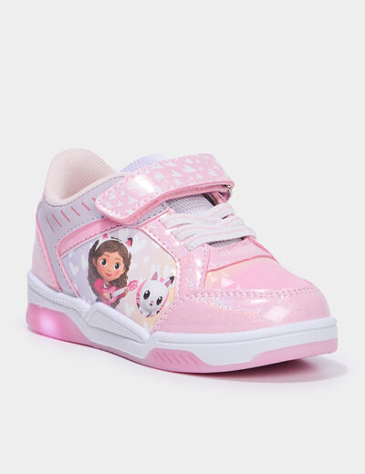 Tennis basses lumineuses pailletées Gaby rose fille