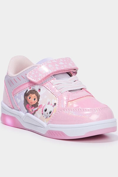 Tennis basses lumineuses paillet&eacute;es Gaby rose fille