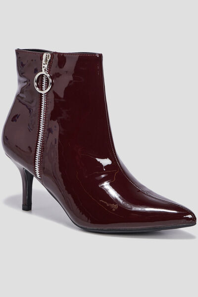Bottines vernies à talons bordeaux femme