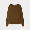 Pull col en V manches longues taupe femme