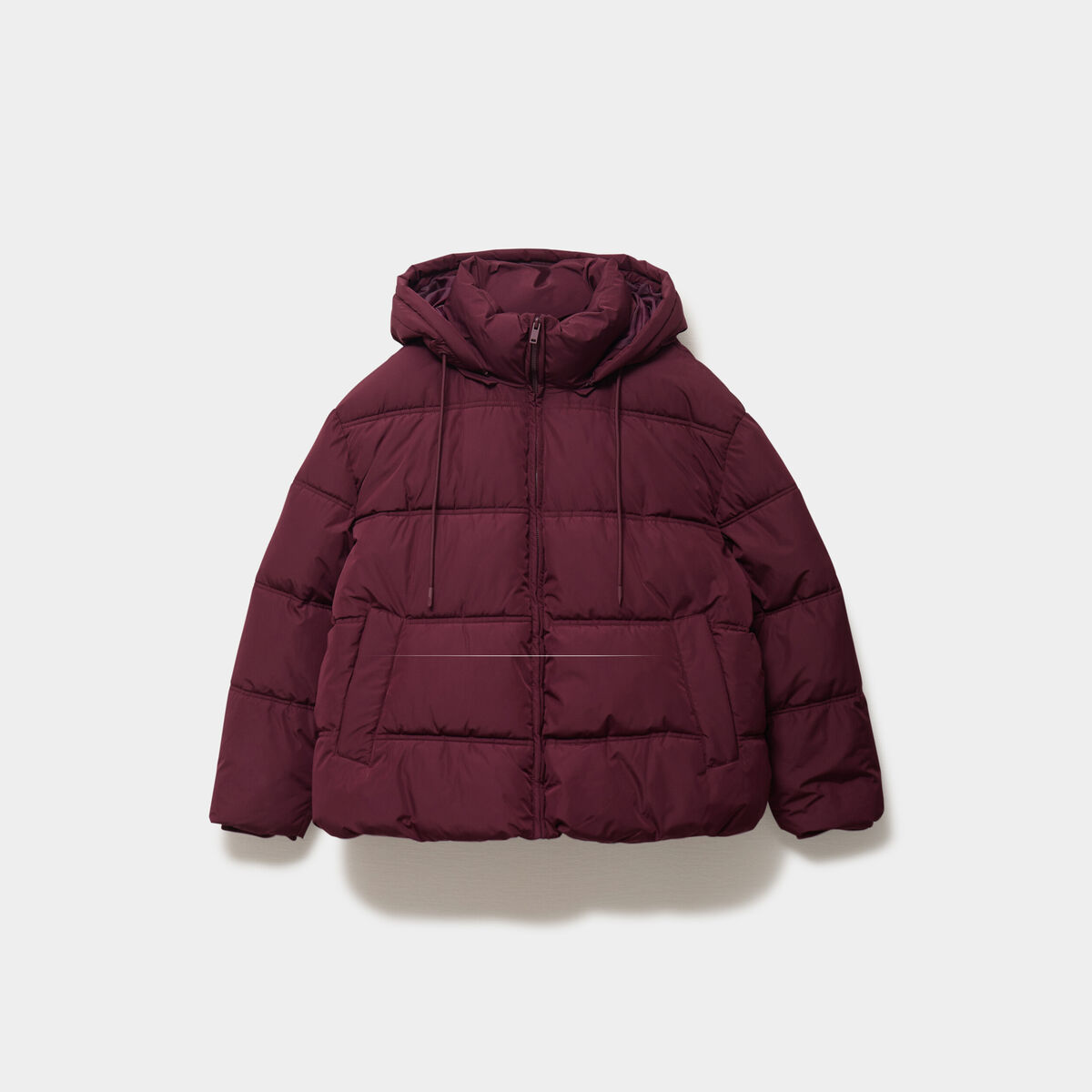 Doudoune courte zipp&eacute;e &agrave; capuche violet fonc&eacute; femme grande taille
