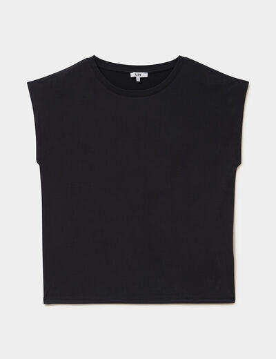 T-shirt manches courtes coupe droite noir femme