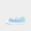 Babies en toile &agrave; volants bout renforc&eacute; bleu fille