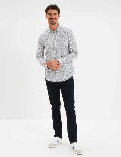 Chemise ajustée col français ecru homme