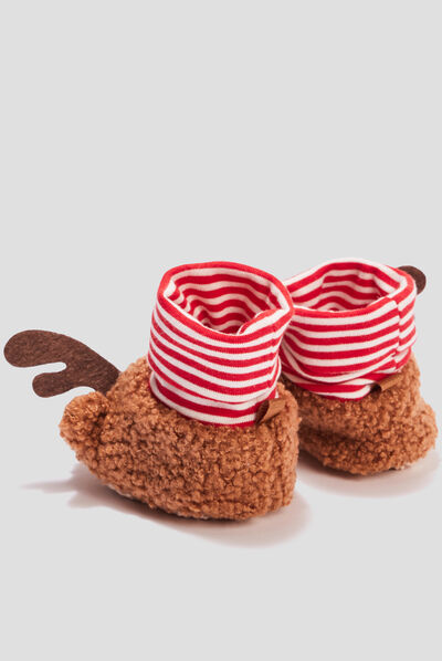 Chaussettes d'intérieur imitation mouton marron bébé