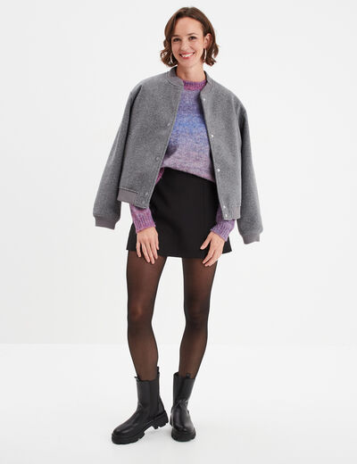 Pull col rond manches longues violet femme