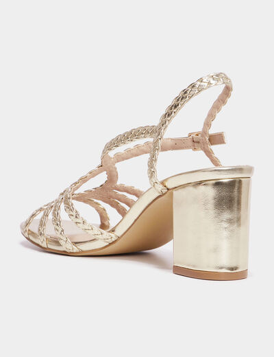 Sandales brides tress&eacute;es Mosquitos jaune or femme