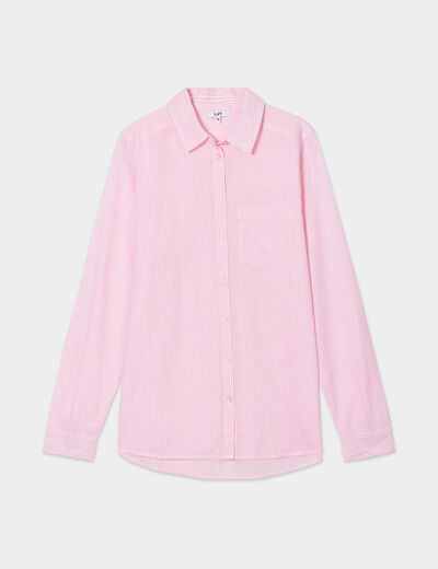 Chemise manches longues 1 poche coton blanc femme