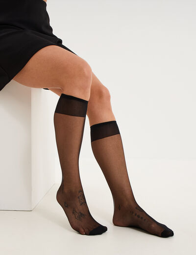 Lot 2 mi-bas transparents 15D noir femme