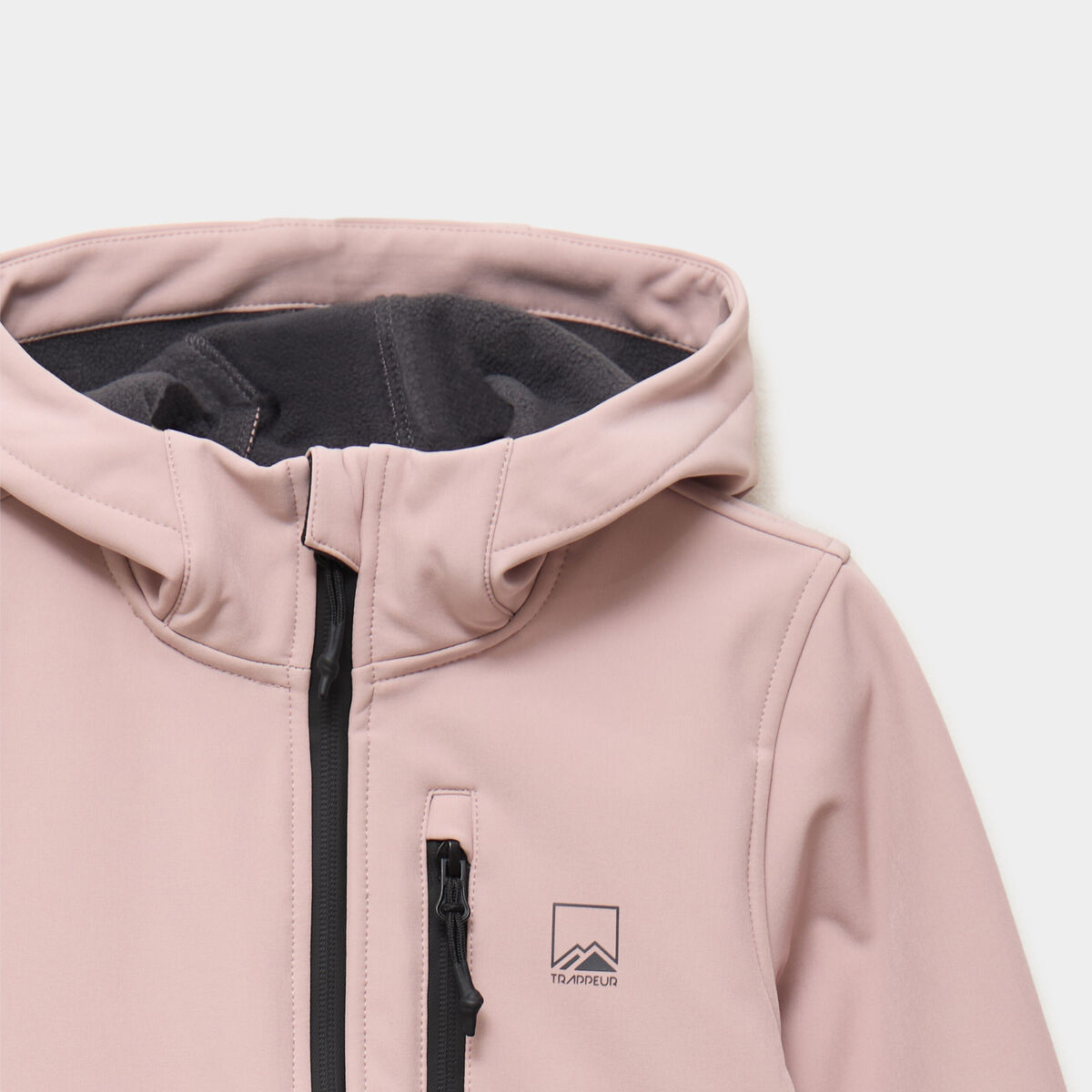 Blouson fourr&eacute; d&eacute;perlant &agrave; capuche rose poudr&eacute;e fille