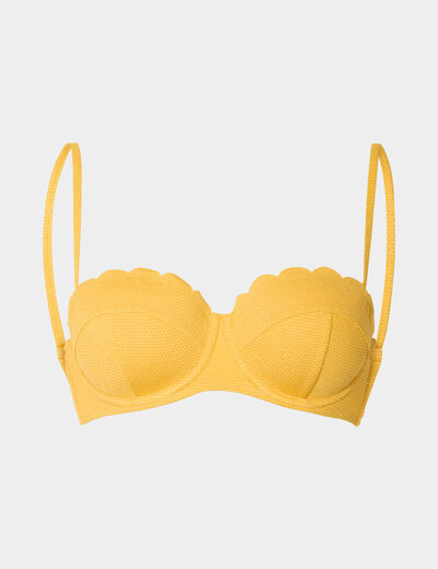 Haut de maillot de bain bandeau jaune femme