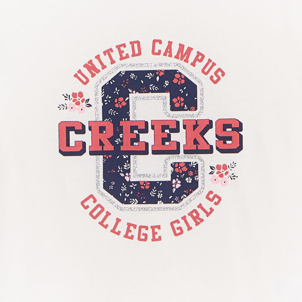 t shirt manches courtes coton creeks blanc fille T-shirt manches courtes coton Creeks blanc fille