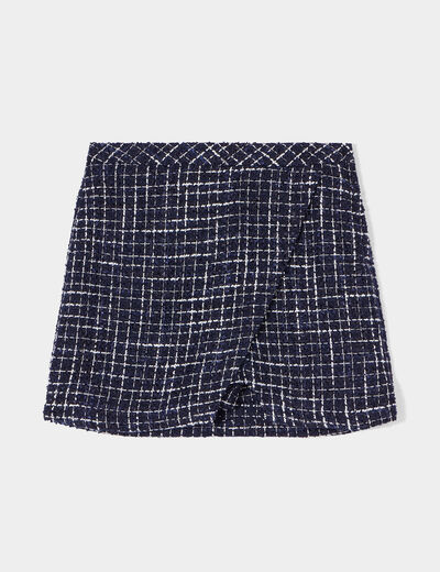 Jupe-short droite bleu foncé femme