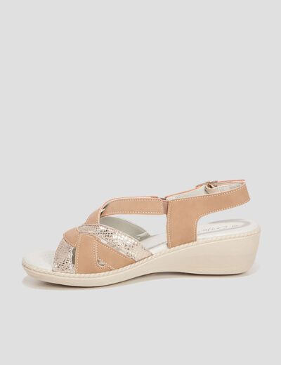 Sandales à talons compensés taupe femme