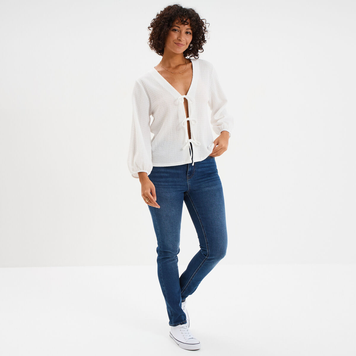 Jeans skinny taille haute denim stone femme