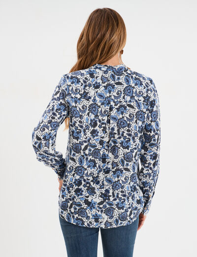 Chemise manches longues col mao blanc femme