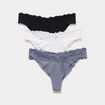 Lot 3 tangas avec dentelle bleu violet femme