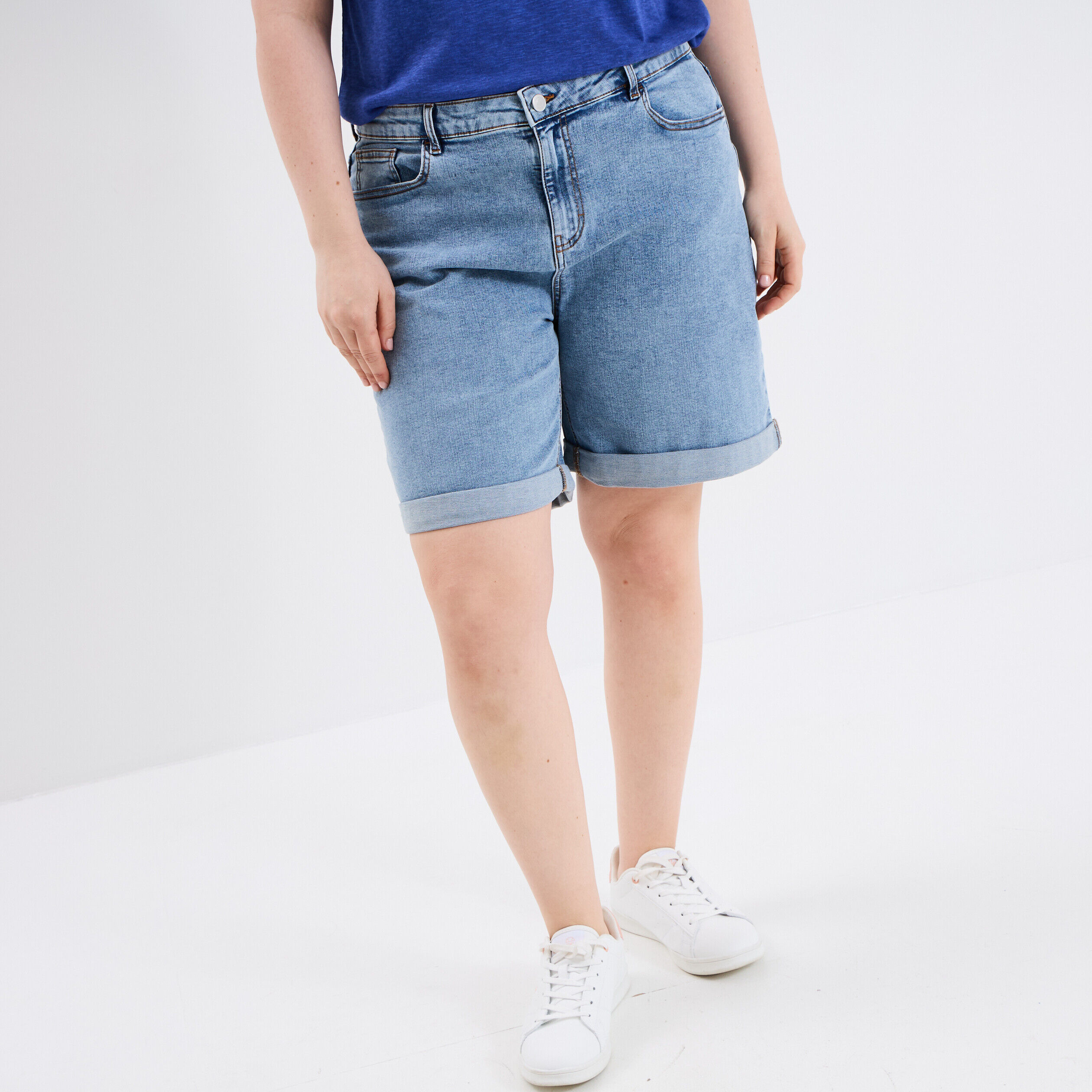 Short en jean large 5 poches denim double stone femme grande taille MODAVISTA