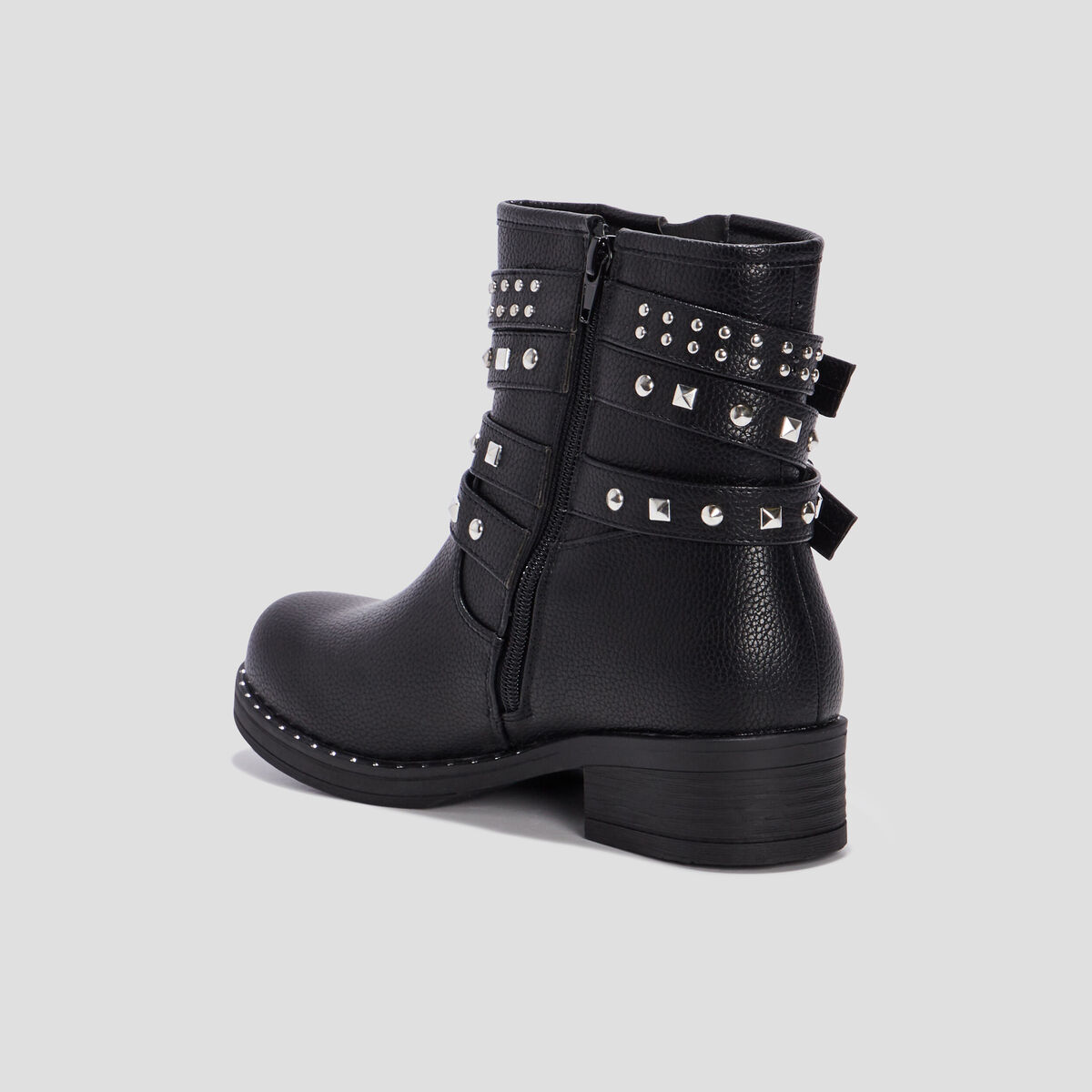 Bottines &agrave; talons clout&eacute;es noir femme