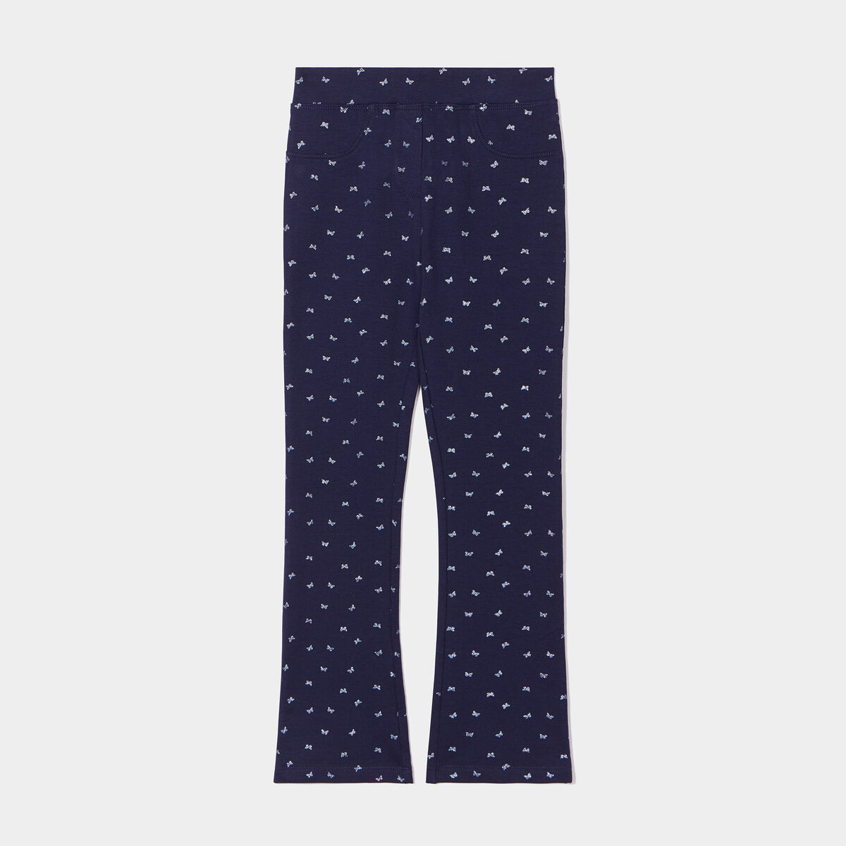 Pantalon flare taille élastiquée bleu marine fille