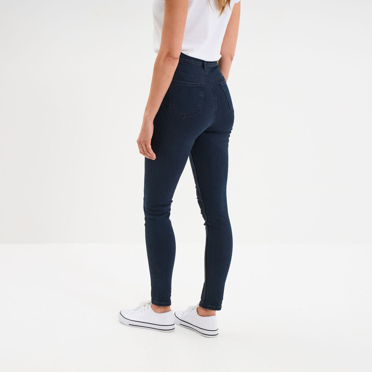 Jegging skinny taille haute denim blue black femme