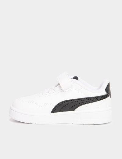 Tennis basses à scratchs Puma blanc bébé fille