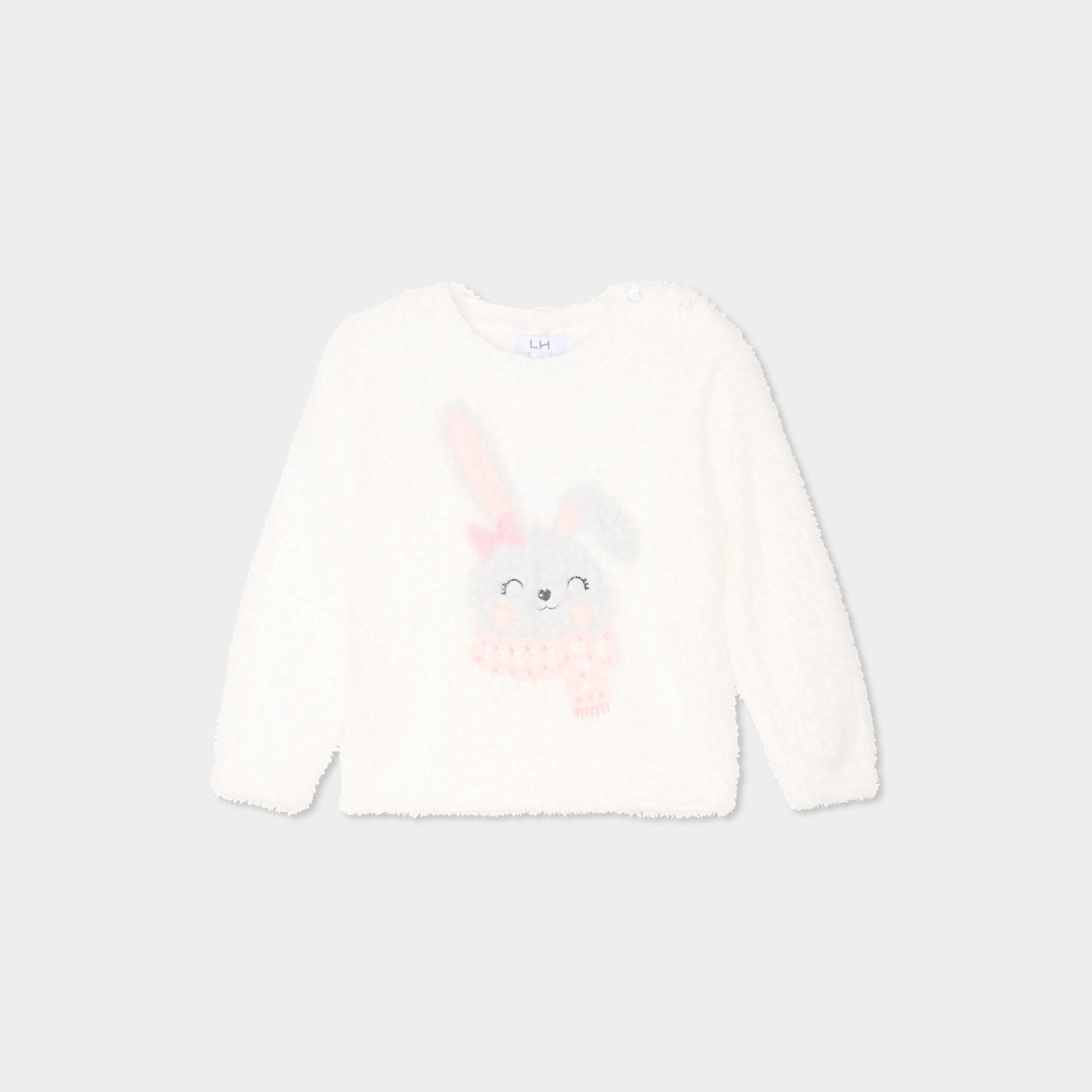 Pull manches longues blanc bébé fille LH