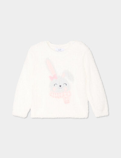 Pull manches longues blanc bébé fille