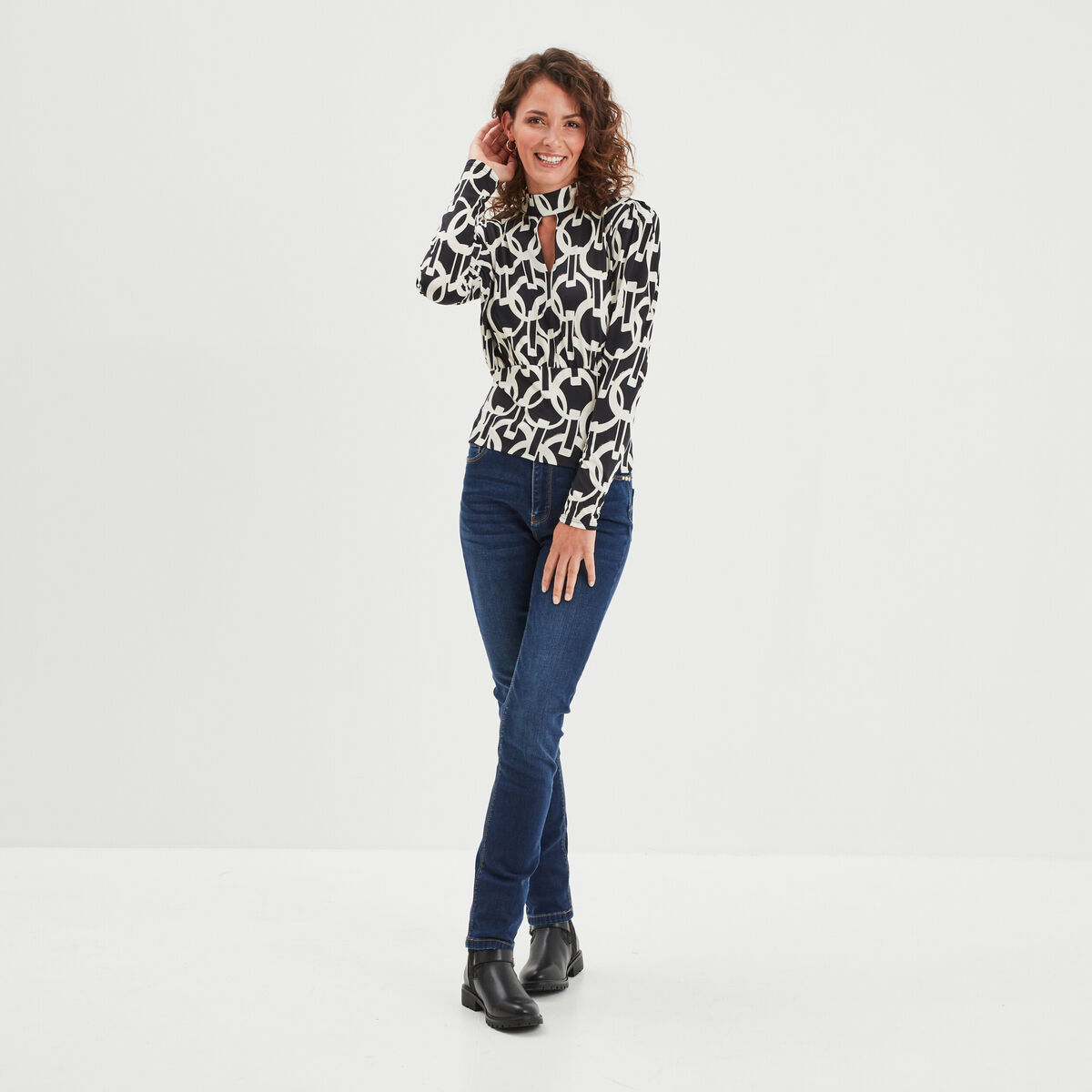 Jeans slim push up taille haute denim brut femme