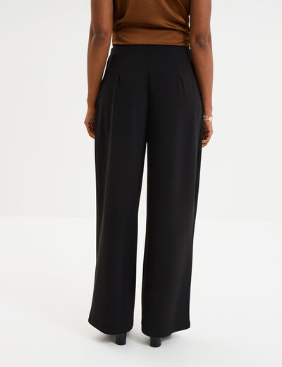 Pantalon &agrave; pinces large fluide noir femme