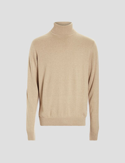 Pull avec col roul&eacute; sable homme