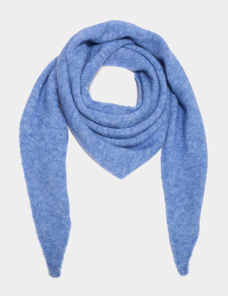 &Eacute;charpe triangulaire en maille douce bleu ciel femme