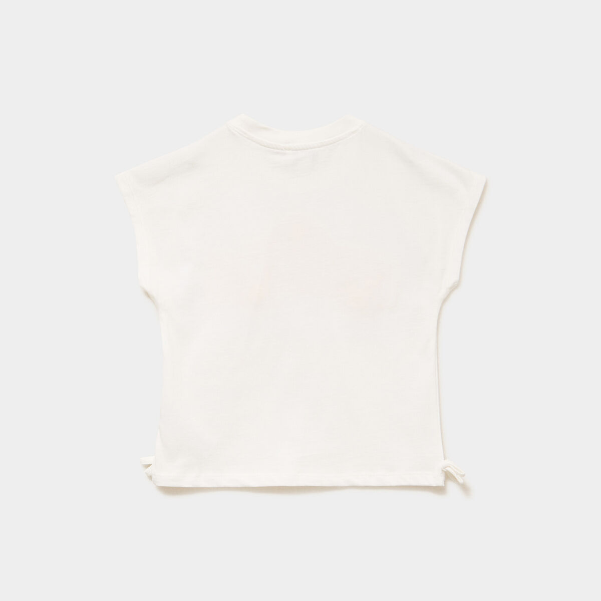 T-shirt brod&eacute; avec noeuds coton ivoire fille