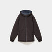 Blouson r&eacute;versible &agrave; capuche zipp&eacute; marron fonc&eacute; homme