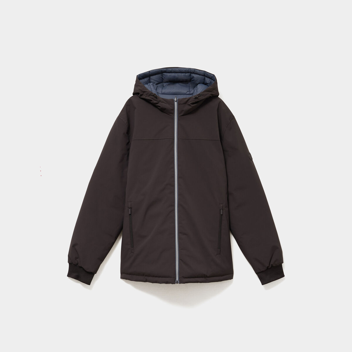 Blouson r&eacute;versible &agrave; capuche zipp&eacute; marron fonc&eacute; homme
