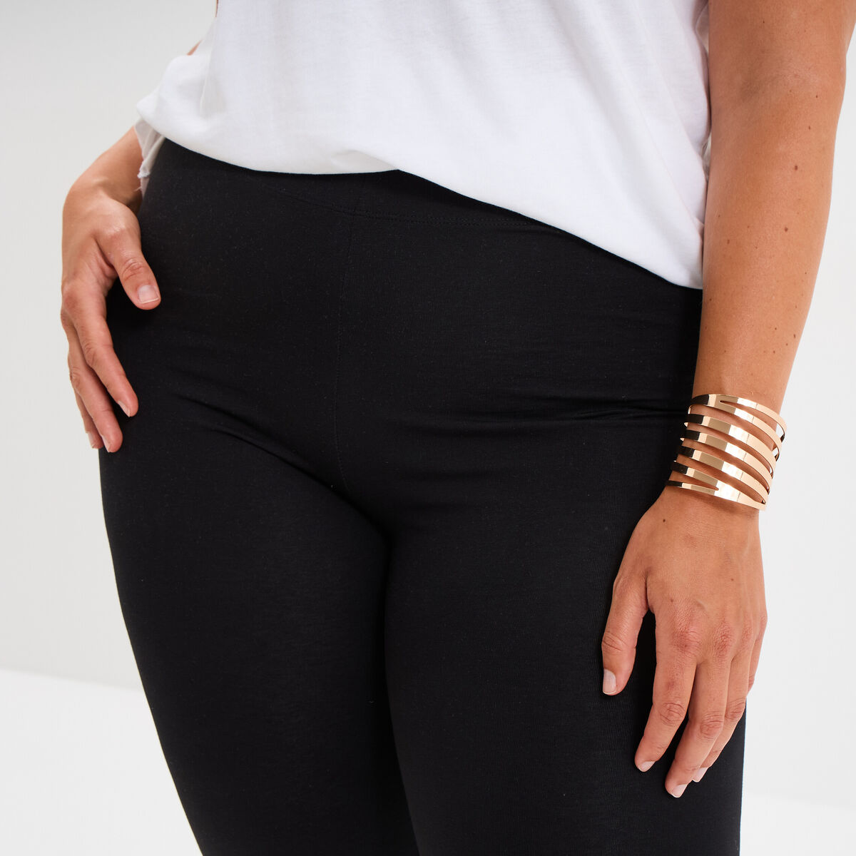 Legging avec taille &eacute;lastiqu&eacute;e noir femme grande taille