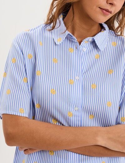 Ensemble pyjama short et chemise ecru femme