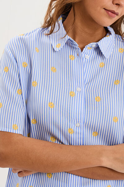 Ensemble pyjama short et chemise ecru femme