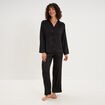 Ensemble pyjama satin chemise pantalon noir femme